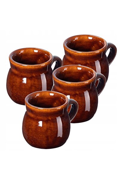 KADAX Cani de vin fiert 250ml cu mâner, set de 4 căni din gresie