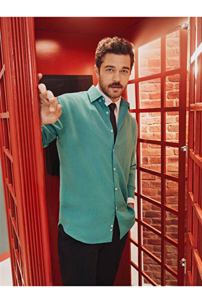 Kip Nile Green Oversize kroj Fit Tkano ležerna košulja