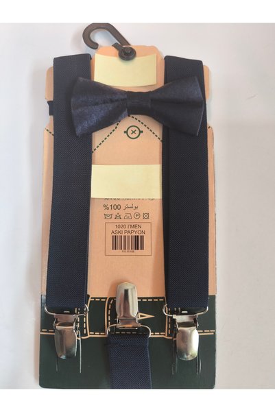 Şimo Butik Children's April 23, Adjustable Strap Bow Tie Set 1-10 Years Old Navy Blue