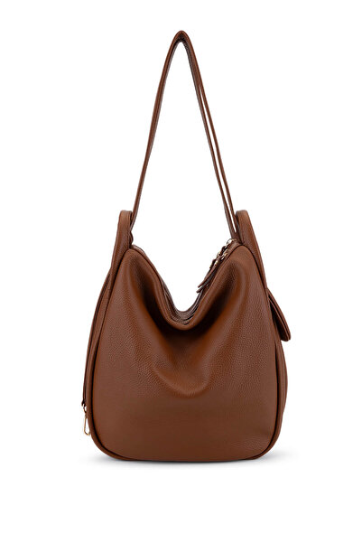 Bruno Rossi Bag Women's Genuine Leather Tan Backpack & Shoulder Bag