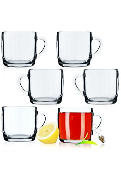 KADAX Coffee and Tea Glasses 310ml Glass Set Mug with Handle 6 pcs