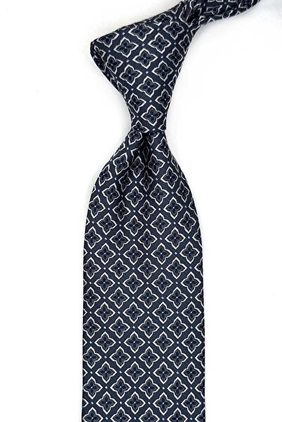 Kravatkolik ربطة عنق كلاسيكية بنمط مطبوع باللون الأزرق الداكن مع منديل KK13481