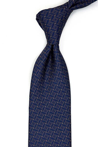 Kravatkolik Cravată clasică cu model bleumarin și batistă KK13468