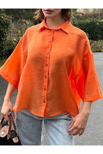 VİSKALİ Kadın Tensel Gömlek Oversize Gömlek