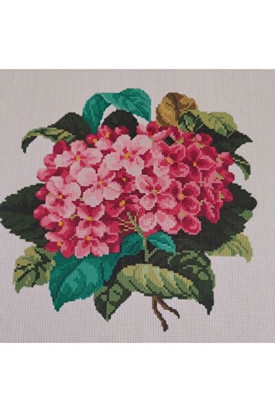 Goblen Atölyesi linen keten kumaşa pembe menekşe runner baskı