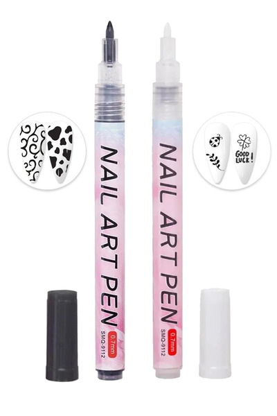 ELLEA NAIL Art Çizim Kalemi Siyah Beyaz Set