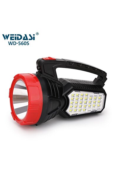 weidasi WD-560S High Power Rechargeable LED Searchlight with Solar Panel & US...