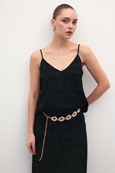 Sateen Lior Strappy Blouse - Black