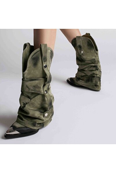 Modish Boutique Women's suede Leather Mini Myko Kaki 8