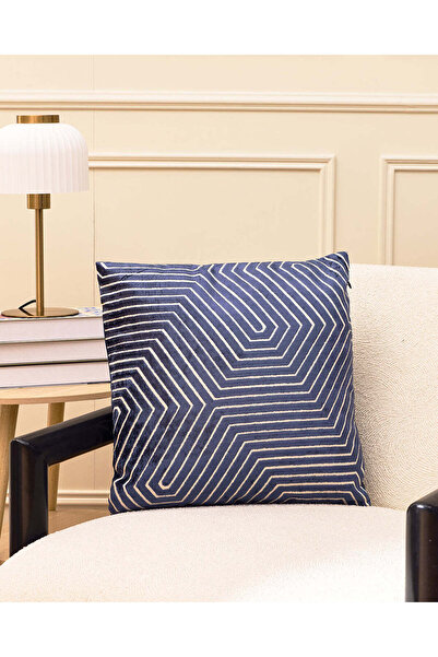 REDTAG Navy Square Jacquard Cushion