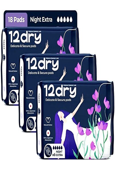 12 DRY Ultra Thin Sanitary Pads 18 Count Super Absorbent Leak Proof Odor Bact...