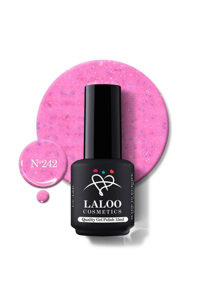 Laloo Cosmetics 242 Pink Fuschia Glitter | Laloo gel polish 15ml