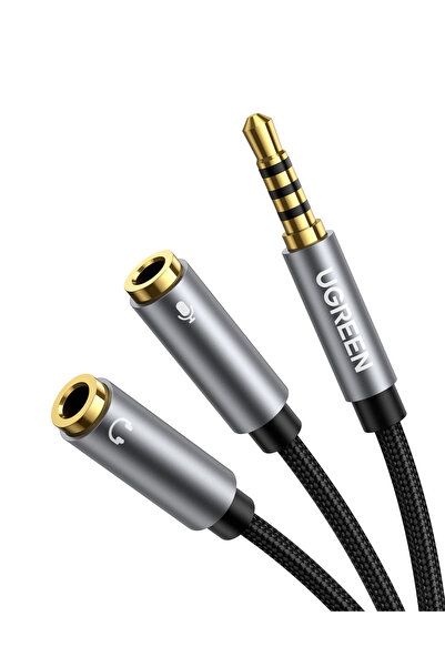Ugreen Mikrofon ve Kulaklık Ayırıcı 3.5 mm Y Kablo Siyah, 30620