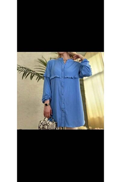 modasindoma Women's Judge Collar Shirt Blue