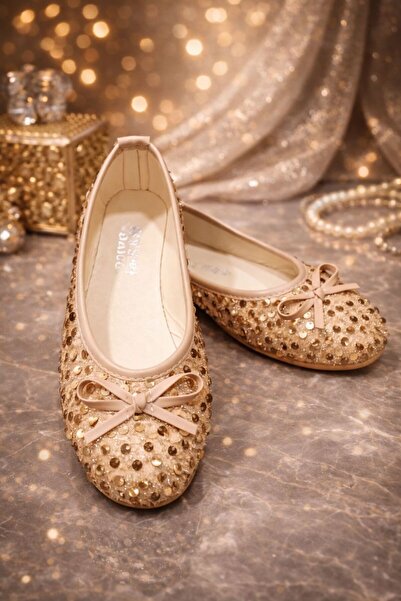 t-step ملابس بنات مزينة بالترتر حذاء مسطح