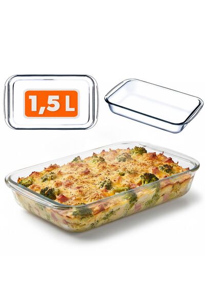 KADAX Caserolă mică dreptunghiulară din sticlă, 1,5 l, potrivită pentru cuptor