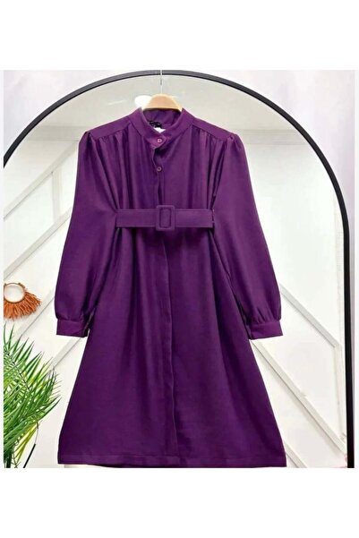 modasindoma طقم تونيك نسائي مكون من حزام قطع باللون الأرجواني