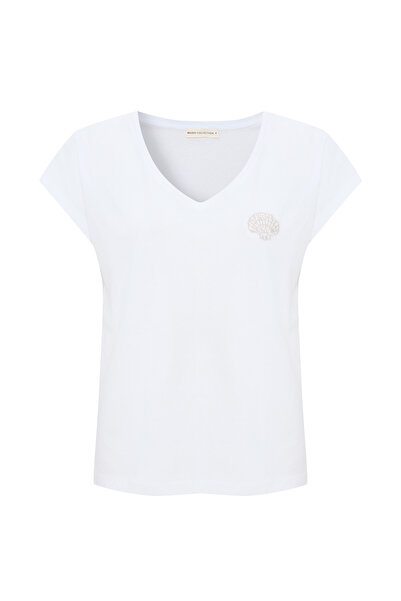 Mudo MARİN NAKIŞLI V YAKA T-SHIRT