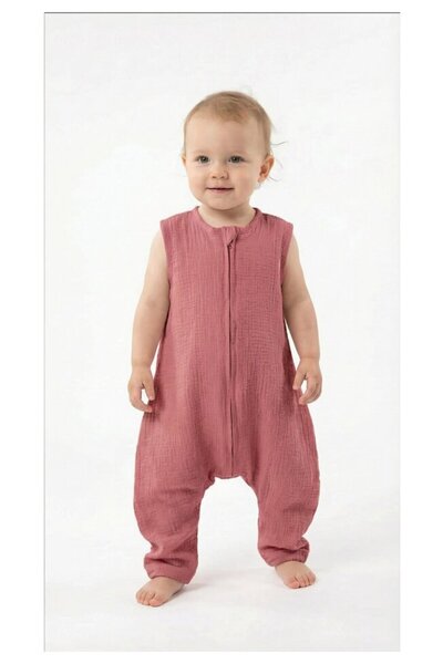 PRICHINDEL Geantă de dormit cu picioare, un strat, muselină, roz închis