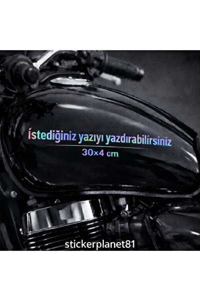AlpiLeo HOLOGRAM Renk | Kişiye Özel Yazı Sticker 30x4 cm | Motor Deposu Oto C...