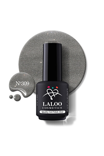Laloo Cosmetics 309 Iron Gray Glitter | Laloo gel polish 15ml