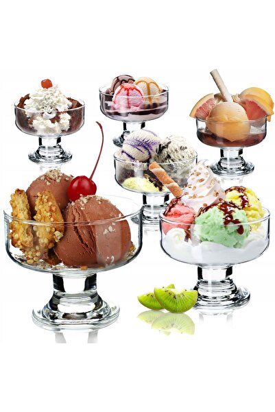KADAX Set de 6 cupe de desert pentru înghețată, boluri din sticlă, 180 ml, pe...