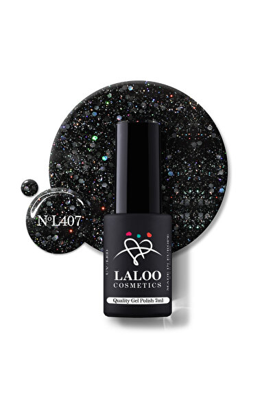 Laloo Cosmetics 407 Black Holo Glitter | Laloo gel polish 7ml