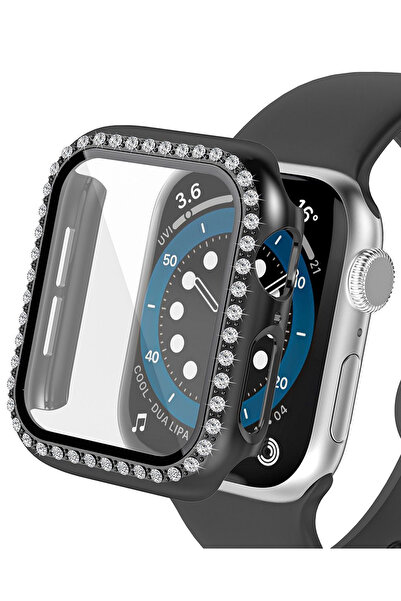 Nezih Case Watch Series 10/11 46mm Compatible Glossy Single Row Stone Screen ...