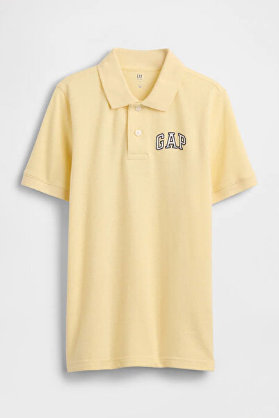 GAP Dečački žuti polo majica od pike materijala sa detaljima logotipa T-shirt