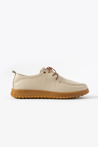 Gökçe Shoes Nimsa Bej Gerçek Deri Anatomik Taban Kadın Loafer Ayakkabı