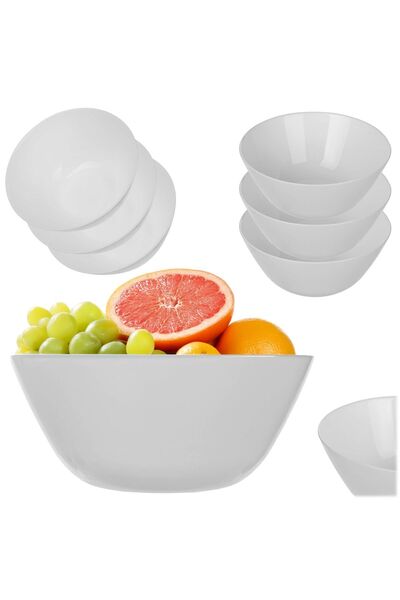 KADAX Set de 3 boluri de salată din sticlă de 18 cm pentru supă și gustări, alb