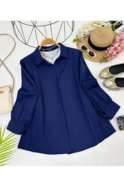 modasindoma Women's Shirt Navy Blue