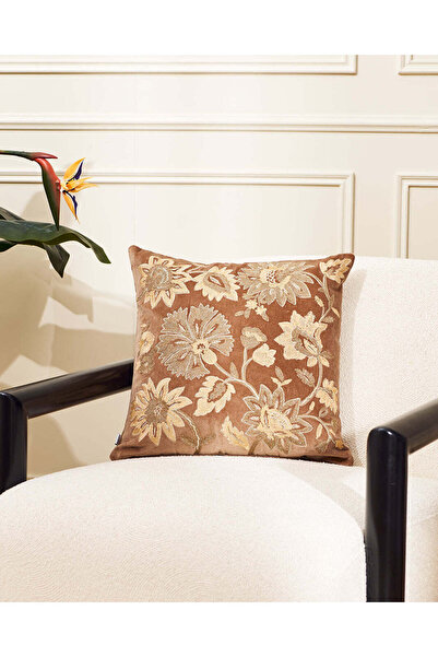 REDTAG وسادة مطرّز بنقوش زهرية بنية اللون