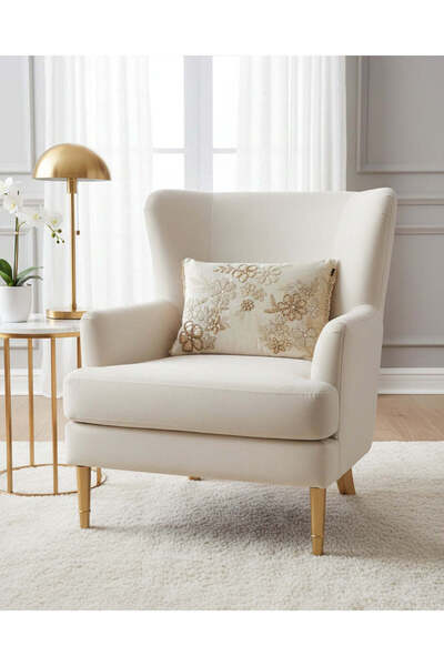 REDTAG وسادة مخمل مرصّع بالخرز بالخرز الذهبي على شكل زهور