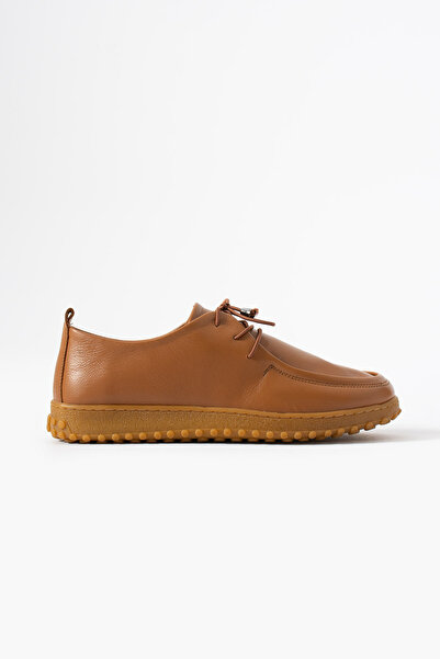 Gökçe Shoes Nimsa Taba Gerçek Deri Anatomik Taban Kadın Loafer Ayakkabı