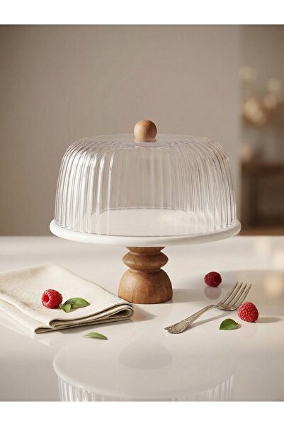 FARALYAHOME Natural White Marble 25 cm Wooden Chintika Stand with Plastic Jar...