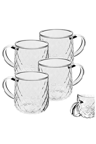 KADAX Tea Glasses with Coffee Handle 350ml Beverage Glass Set of 4 Glasses