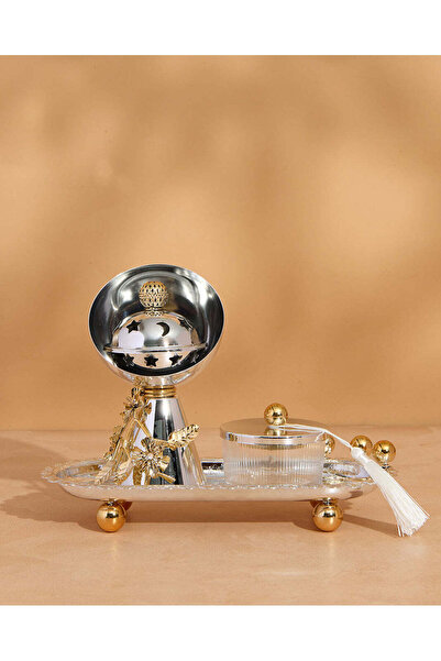 REDTAG Silver Serving Tray With Bowl And Diffuser Set