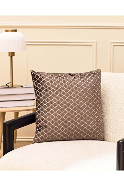 REDTAG Brown Geometric Jacquard Cushion