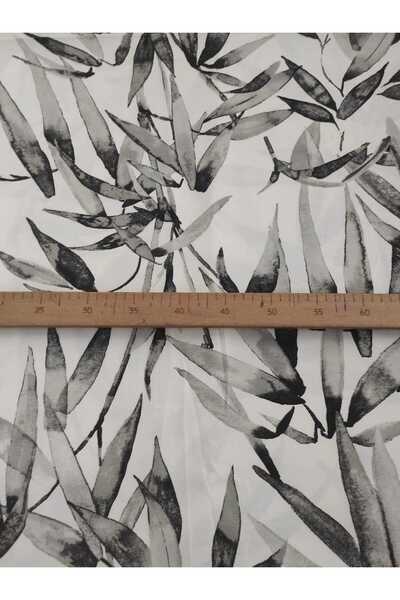 Evcimenhome New Product K Linen Piece Fabric 115Cmx170Cm Leaf Black and White