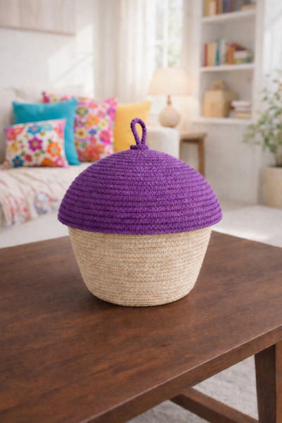 ABACIA Coș cu design de capac violet în formă de ciupercă