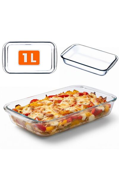 KADAX Caserolă mică dreptunghiulară din sticlă, 1 l, potrivită pentru cuptor