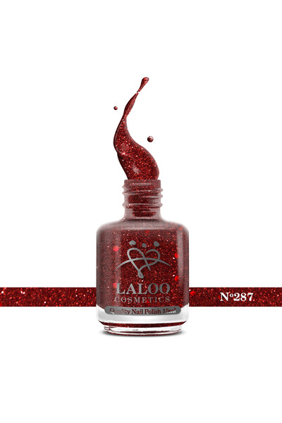 Laloo Cosmetics No. 287 Red glitter| Laloo classic nail polish 15 ml