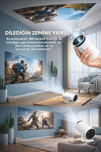 HARVOX HY300 Pro+ Projeksiyon Cihazı Taşınabilir Android Sistemli Wifi HDMI USB Destekli Projektör