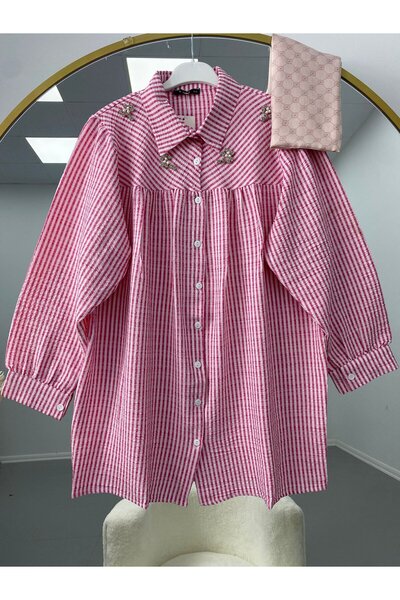 modasindoma Women's Stone Detailed Shirt Red