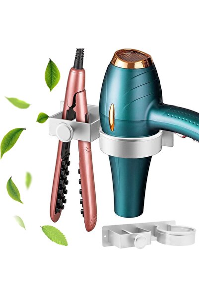 Arabest Wall Mounted Hair Dryer Holder, Aluminum Organizer with Cord Retracto...