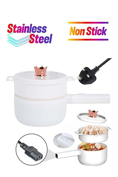 Arabest طباخ كهربائي سعة 2 لتر مع جهاز بخار، وجهاز صنع نودلز رامين متعدد الوظ...