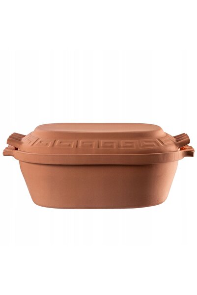 KADAX Oală romană de lut de 6 litri, formă de vas de lut cu capac, ovală, mare