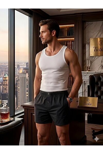 Store Tutku Erkek Beyaz Penye Askılı Atlet , %100 Pamuk , 6 lı pakette