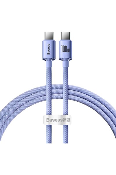 Baseus كابل شحن كريستال شاين 100 واط بطول 1.2 متر من النوع C بتقنية الشحن الس...